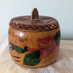 Vintage Carved Lidded Wood Box
